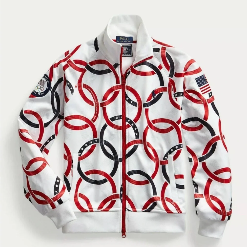 Women's Polo Ralph Lauren Team USA White Rings Olympic Track Jacket New